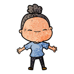 cartoon peaceful old woman