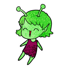 cartoon alien girl laughing