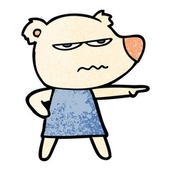cartoon angry bear polar girl pointing