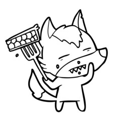 cartoon wolf showing teeth