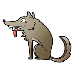hungry cartoon wolf