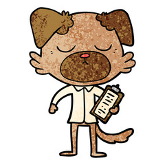 cute cartoon dog wearing office shirt