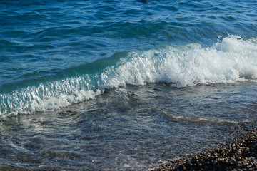 Fototapeta premium Close view of sea water wave near coast