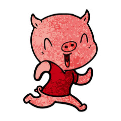 happy cartoon pig