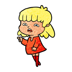 cartoon worried woman