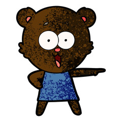 laughing pointing teddy bear cartoon