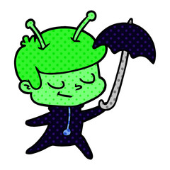 friendly cartoon spaceman dancing