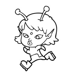 pretty cartoon alien girl running