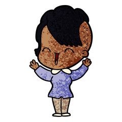 cartoon happy hipster girl