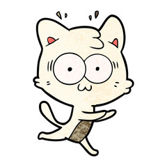 cartoon surprised cat running
