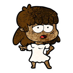 cartoon tired woman