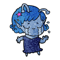 cartoon crying alien girl