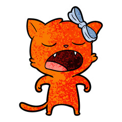 cartoon yawning cat