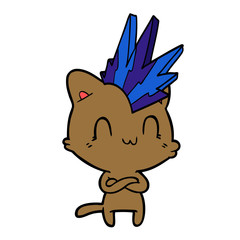 cartoon happy cat punk