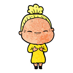cartoon peaceful old woman