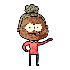 cartoon happy old woman