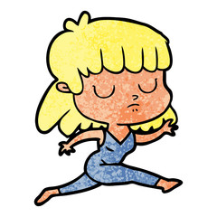 cartoon indifferent woman running