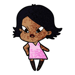 cartoon stressed woman