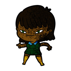 cartoon pointing woman