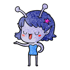 happy alien girl cartoon laughing