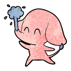 cute cartoon elephant spouting water