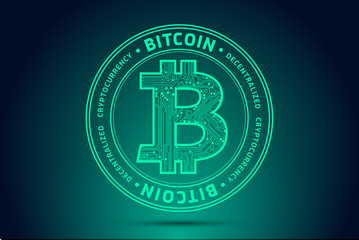 Bitcoin symbol cryptocurrency abstract green background - vector