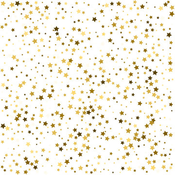 Group of gold star decoration isolated on white background object design on top view