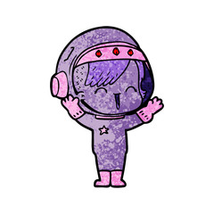 cartoon laughing astronaut girl 
