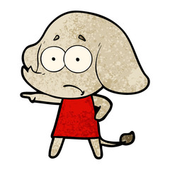 cartoon unsure elephant girl pointing