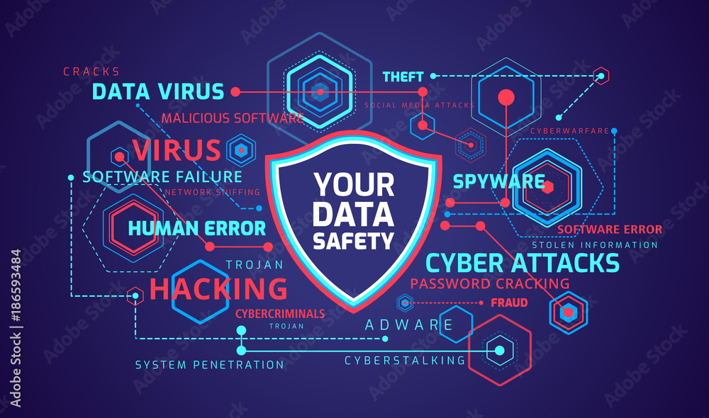 Wall mural cyber security concept infographics - technology vector background