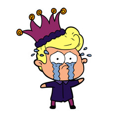 cartoon crying man in party hat