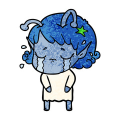 cartoon crying alien girl