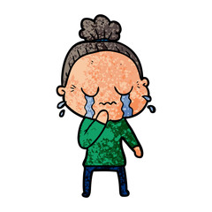 cartoon old woman crying