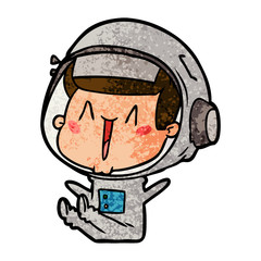 happy cartoon astronaut sitting