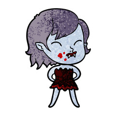 cartoon vampire girl with blood on cheek