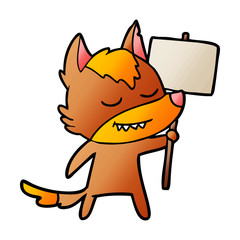 fox cartoon character with protest sign