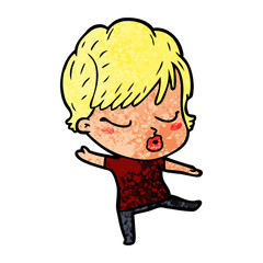 cartoon woman with eyes shut