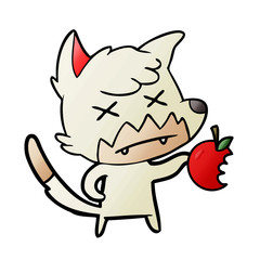 cartoon dead fox with apple
