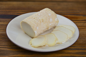 delicious fresh mozzarella on  white plate