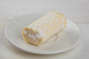 delicious fresh mozzarella on  white plate