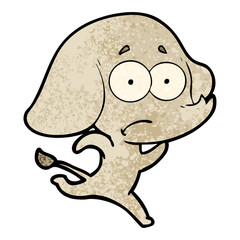 cartoon unsure elephant running away