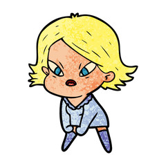 cartoon stressed woman