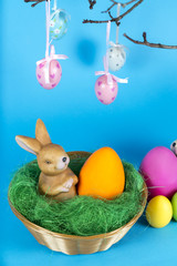 Easter Bunny with colored eggs