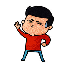 cartoon man sweating