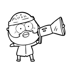 cartoon surprised bearded man