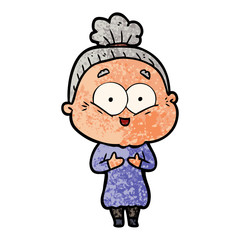 cartoon happy old woman