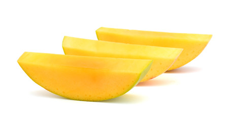 Naklejka na ściany i meble Slice mango fruit isolated on white background