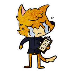 crying business fox cartoon