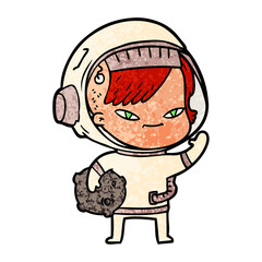 cartoon astronaut woman