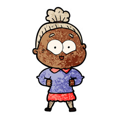 cartoon happy old woman